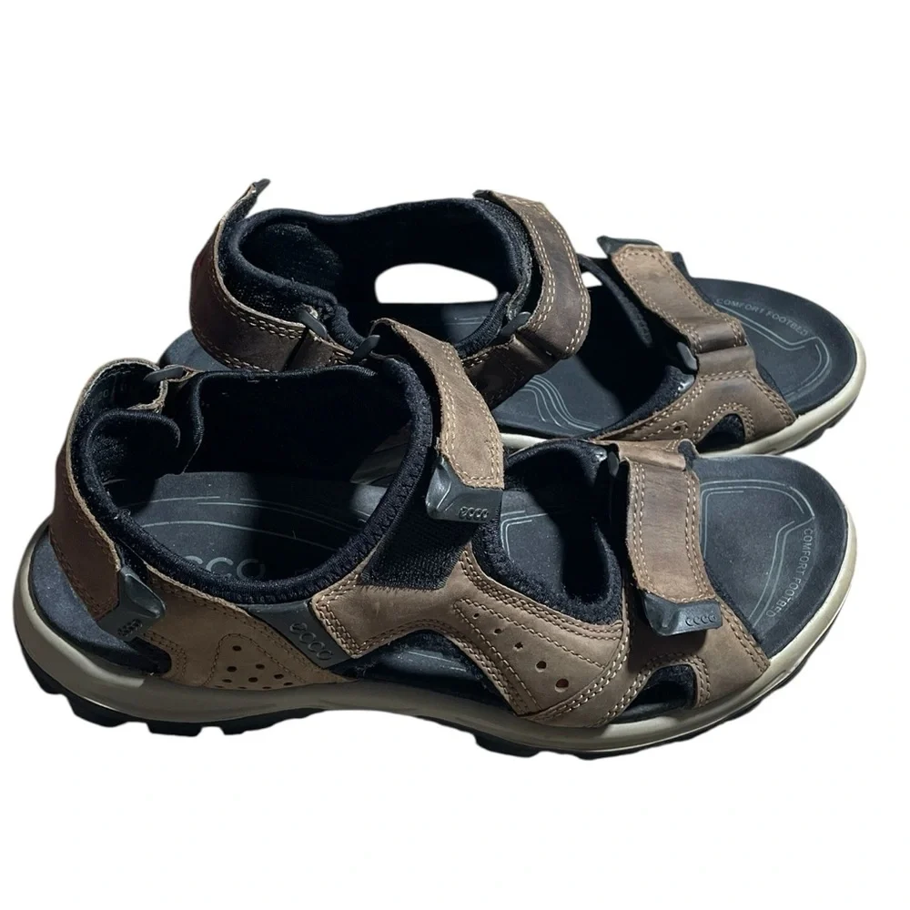 F3- ECCO Men's Black and Brown Sandals (44) US- 10/10.5